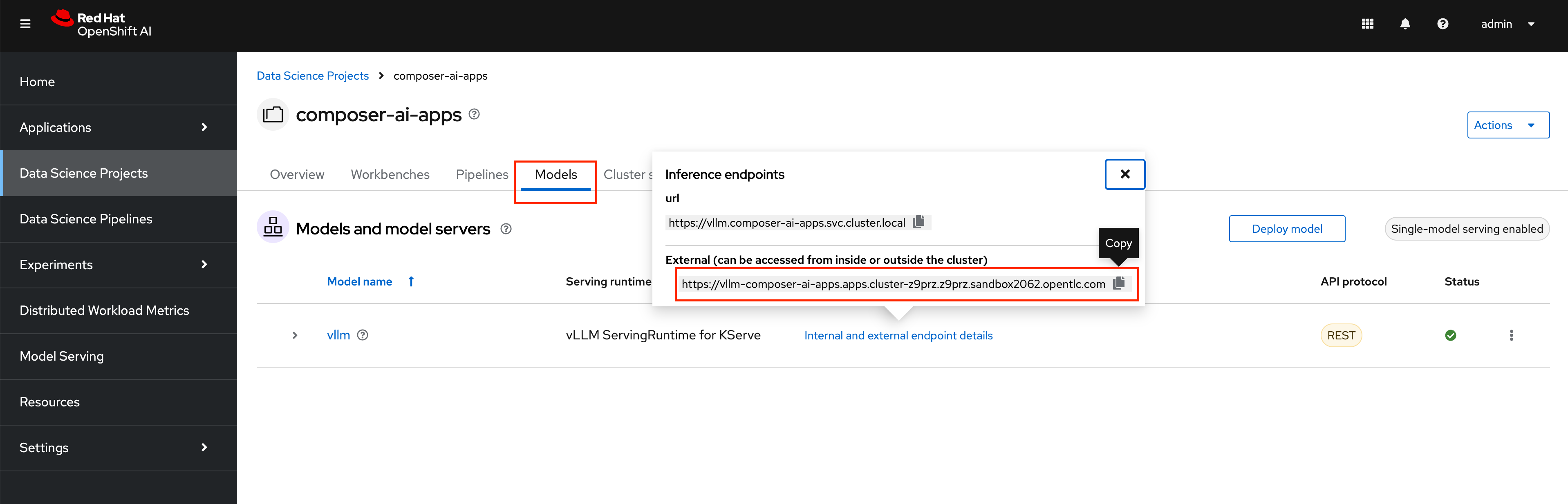 Model endpoint