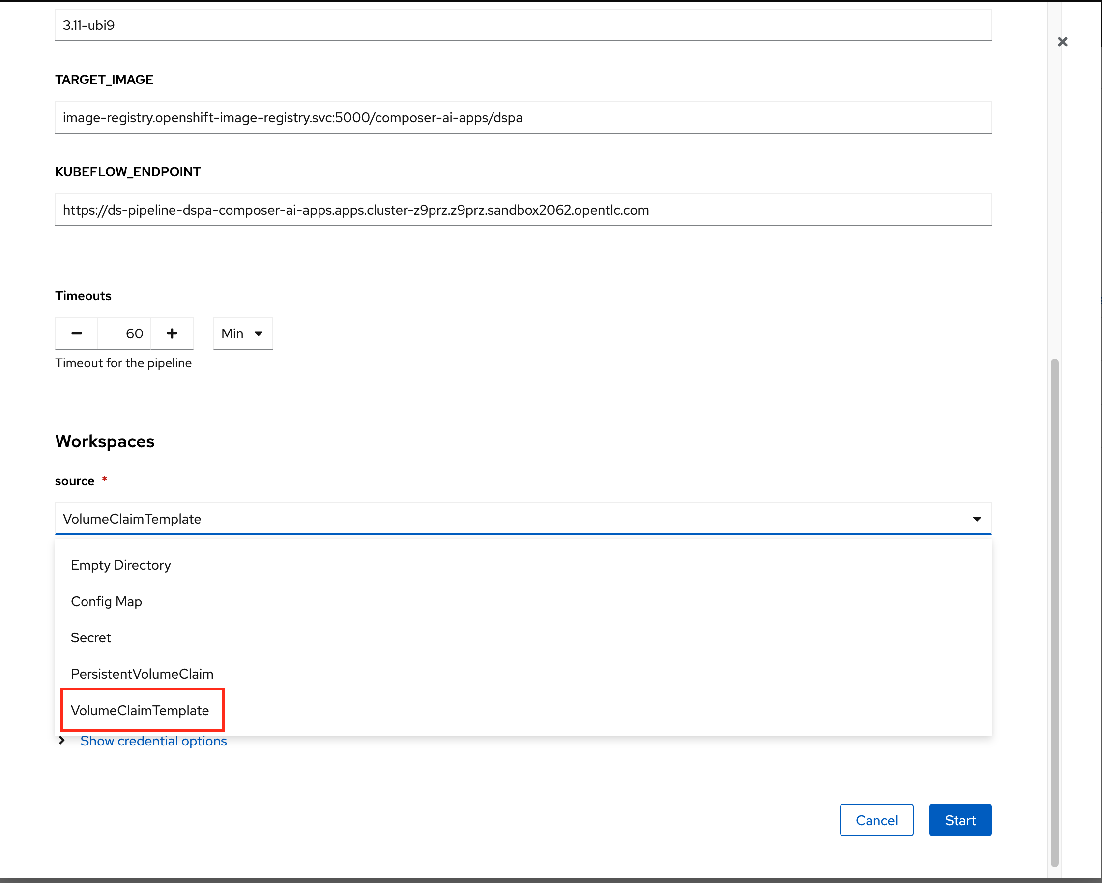 Volume Claim Template