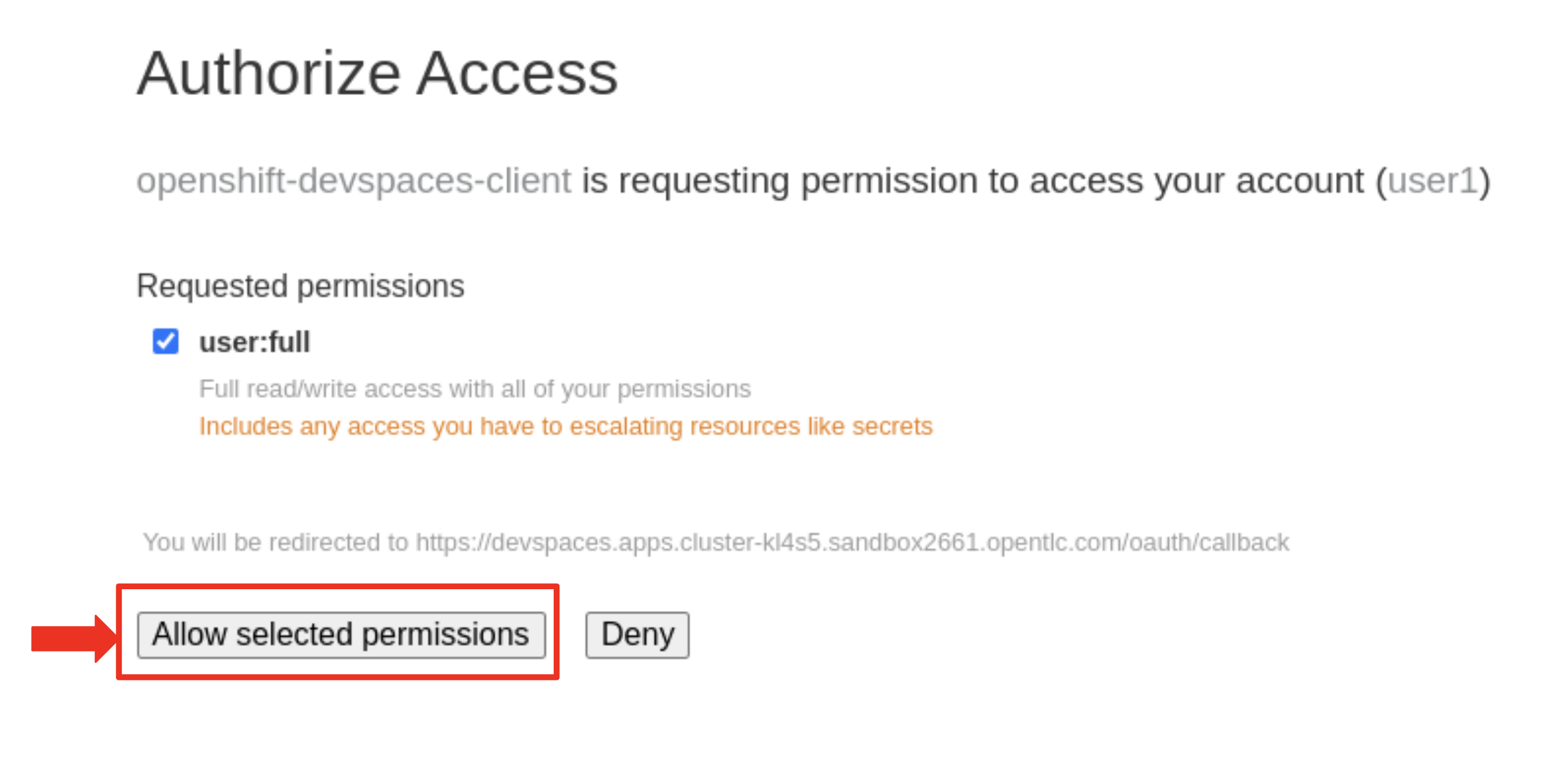 16 Allow Selected Permissions